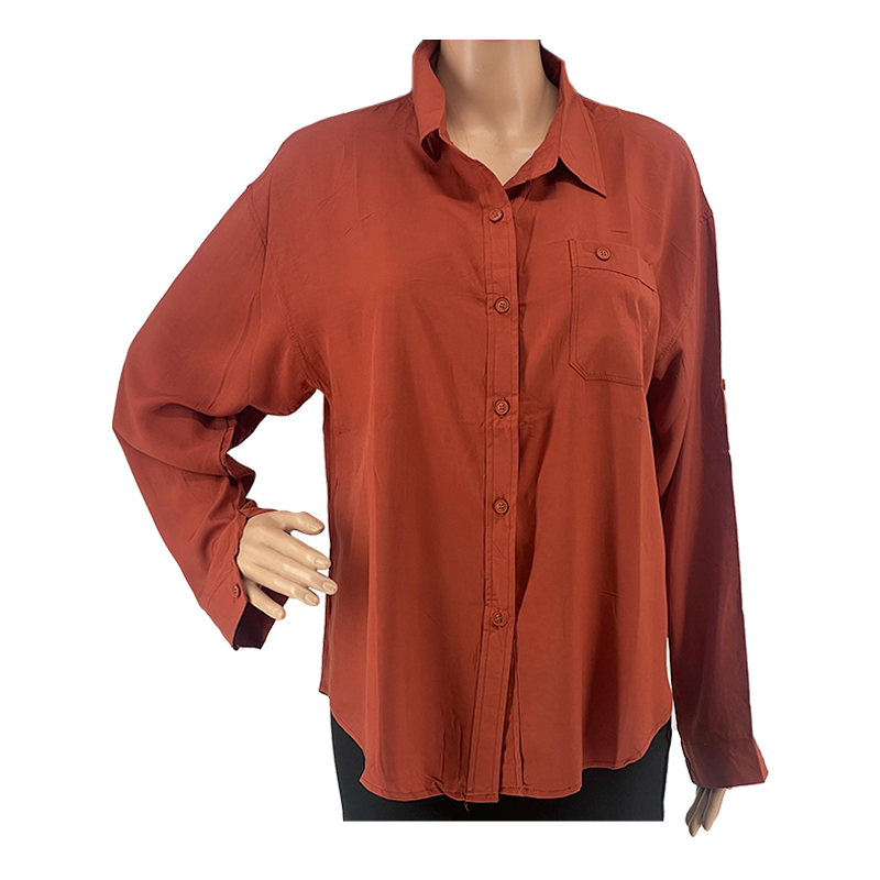 Long Sleeve Solid Blouses (2580)
