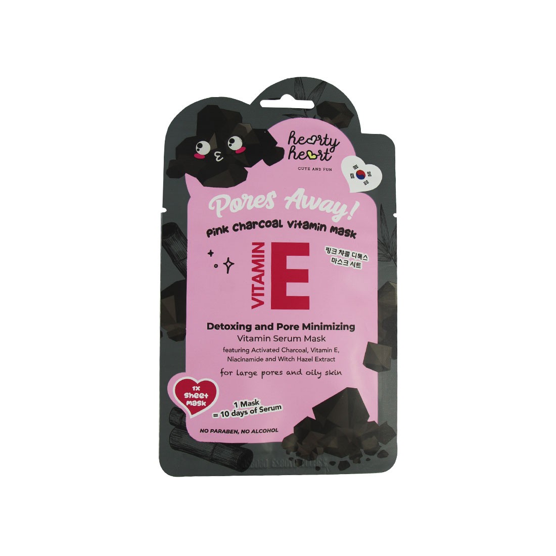 Hearty Heart Pink Charcoal Vitamin Mask(Vitamin E) 18g