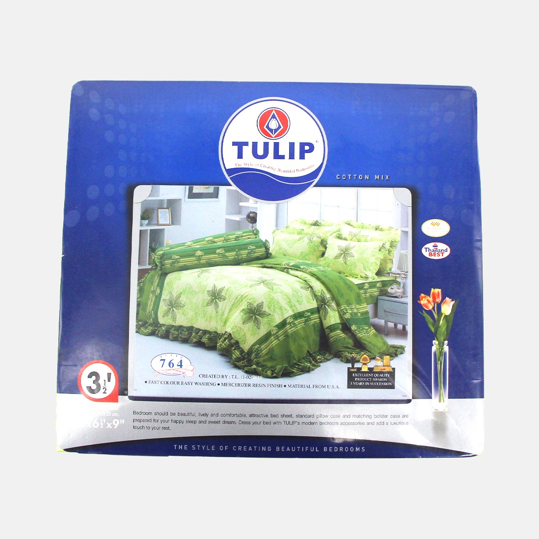 Tulip Fitted Bed Sheet 3'.5"x6'.5"x9" (3pcs)