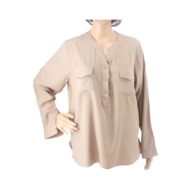 Long Sleeve Solid Blouses (1136)