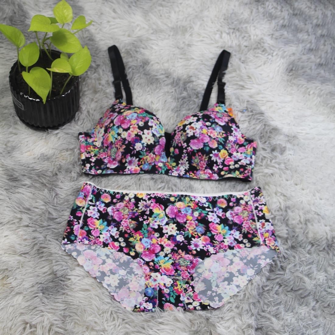 Lynsy Floral Print Bra & Panty Set(114)