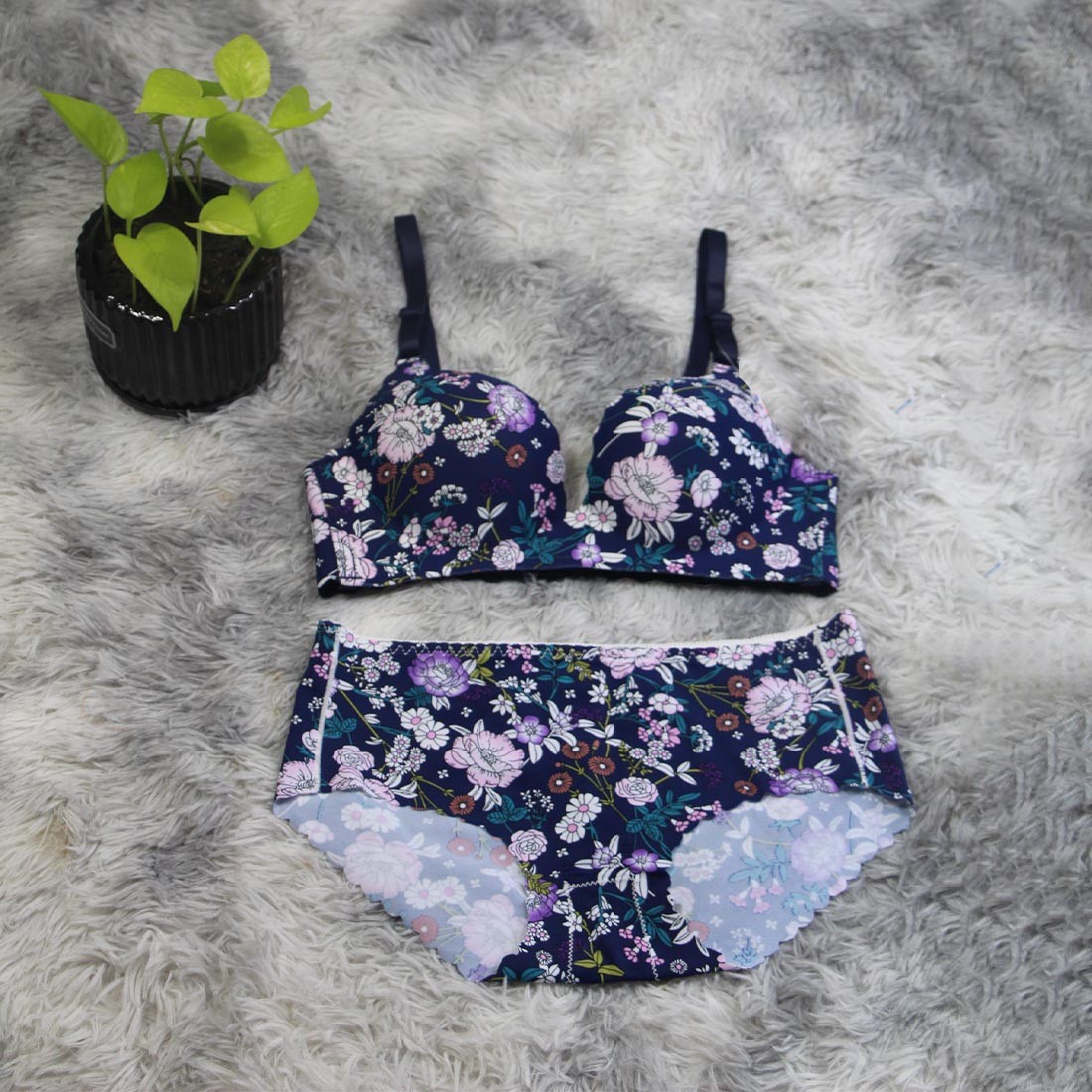Lynsy Floral Print Bra & Panty Set(810)