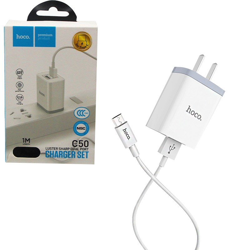 Hoco Luster Sharp Dual Port Charger Set (Type-C)