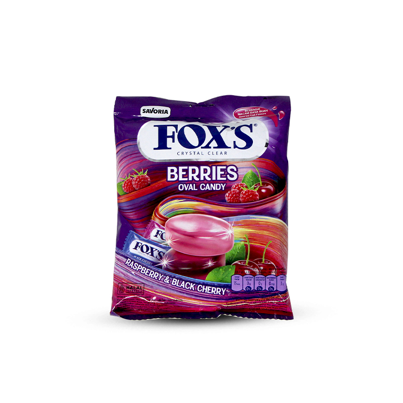 Fox's Berries Oval Candy Rspberry & Black Cherry Flavour 125g