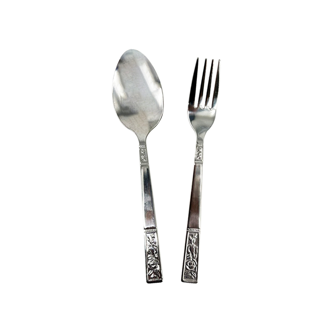Steel Spoon & Fork Set  (7.5")
